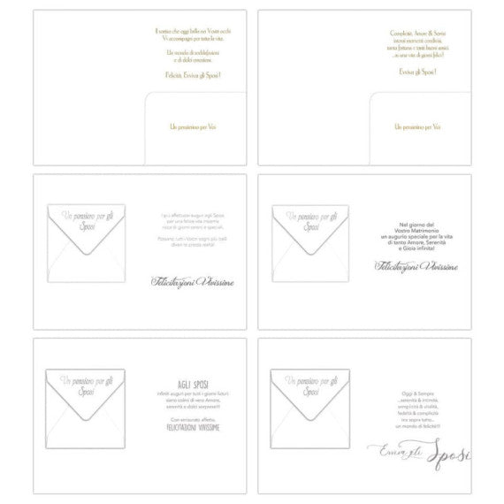 Biglietti augurali con portasoldi Matrimonio Biembi 12x18 cm fustellati oro conf. 6 pezzi assortiti - BXBDKTC05