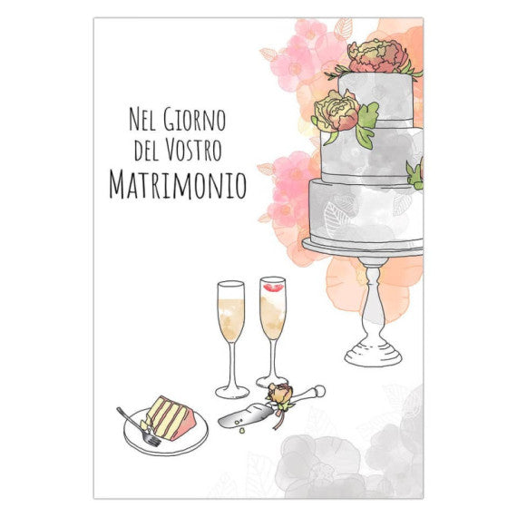 Biglietti augurali Matrimonio Biembi 12x18 cm fustellati oro conf. 4 pezzi assortiti - BXBDKTC04