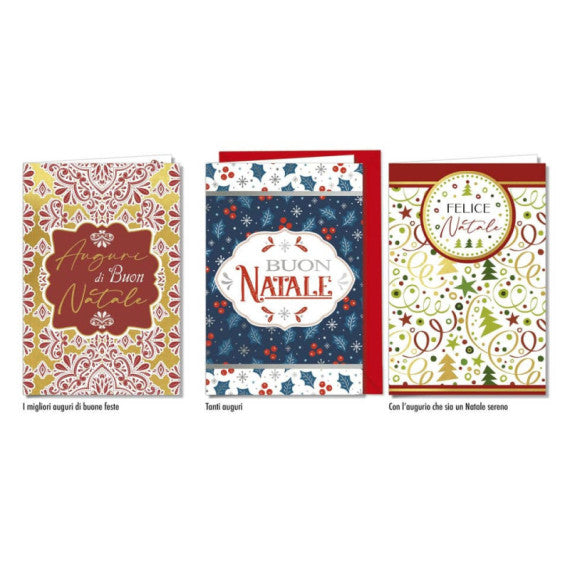 Biglietti augurali Natale Cromo - conf. da 12 - assortiti NT.7940