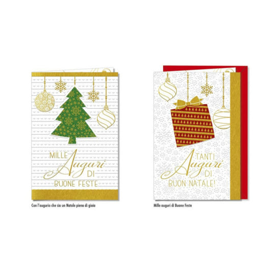Biglietti augurali Natale Cromo oro - conf. da 12 - assortiti NT.7938