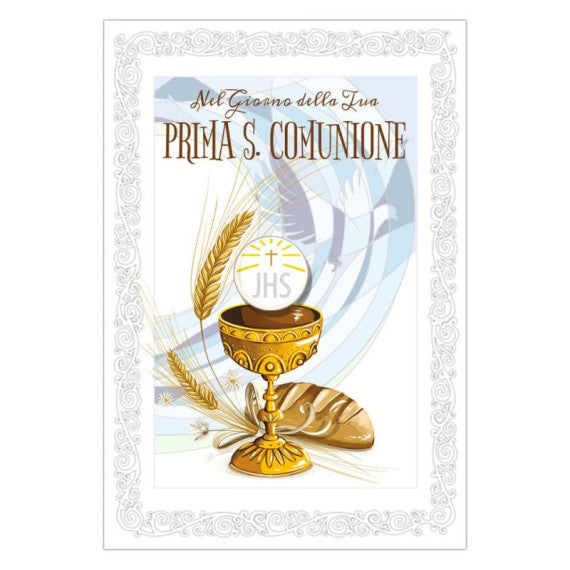 Biglietti augurali Prima Comunione Biembi 12x18 cm conf. da 6 pezzi assortiti - Comunione con portasoldi -