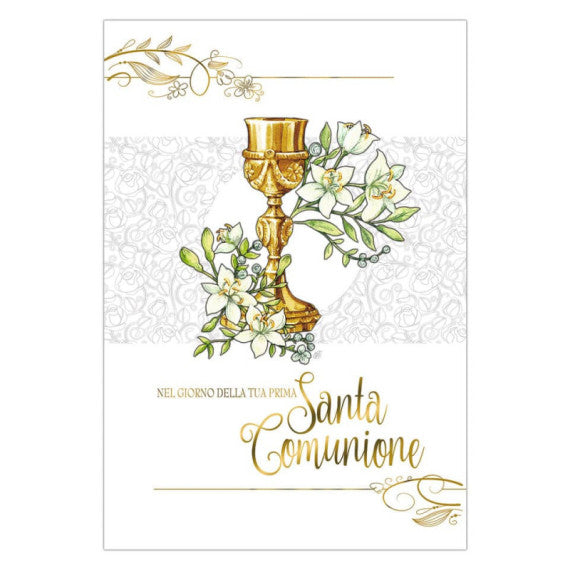 Biglietti augurali Prima Comunione Biembi Oro 12x18 cm conf. da 6 pezzi assortiti - Comunione - BXBDKTC01
