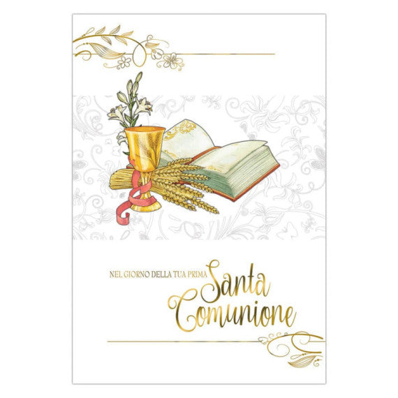 Biglietti augurali Prima Comunione Biembi Oro 12x18 cm conf. da 6 pezzi assortiti - Comunione - BXBDKTC01