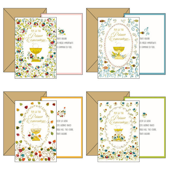 Biglietto auguri Comunione - 4 soggetti assortiti - Kartos
