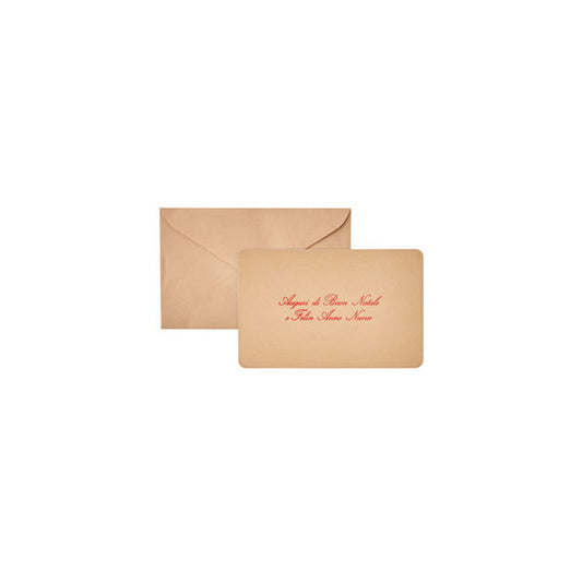 Biglietto natale con busta - 9 x 14 cm - stampa oro - avana - Sadoch