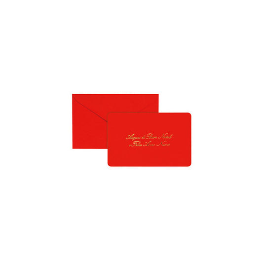 Biglietto natale con busta - 9 x 14 cm - stampa oro - rosso - Sadoch