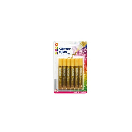 Blister colla glitter - 10,5 ml - oro - Deco - conf. 6 pezzi