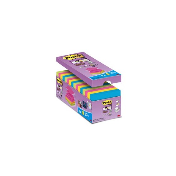 Blocchetto Post it® Super Sticky Z Notes - R-330-SS-VP16 - per dispenser - 76 x 76 mm - 90 fogli - Post it® - conf. 16