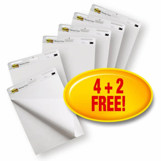 Blocchi da parete di 30 ff con adesivo rimovibile Post-it® Super Sticky bianco 63.5x77.5 cm 4 blocchi+2 omaggio 559 4+2