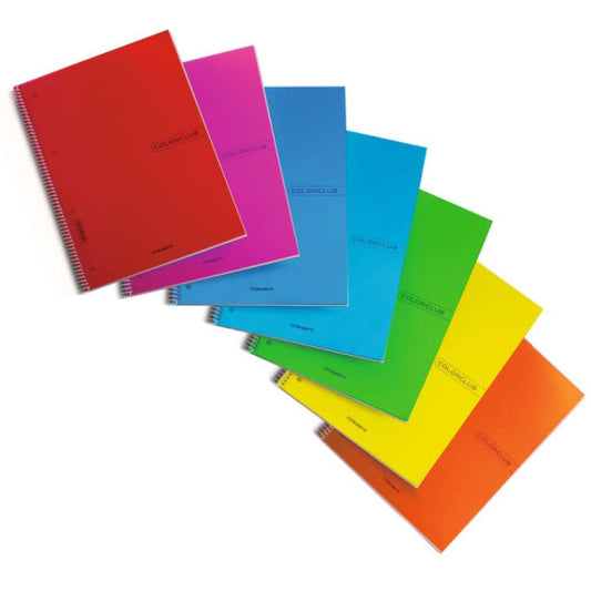 Blocchi spiralati Blasetti Colorclub formato A5  carta 70 g conf. 6 pezzi assortiti rigatura 1R - 6522
