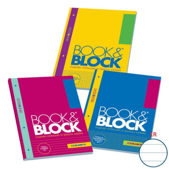 Blocco 40 ff A4 collato lato lungo - forati e rinforzati - 80 gr/mq Blasetti Blocco Book & Block 1R - 5722