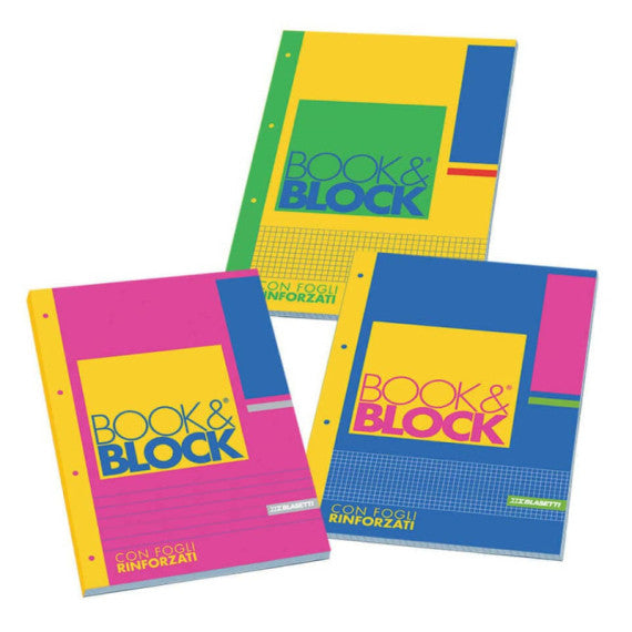 Blocco 40 ff A4 collato lato lungo - forati e rinforzati - 80 gr/mq Blasetti Blocco Book & Block  quadretto 5M - 5720