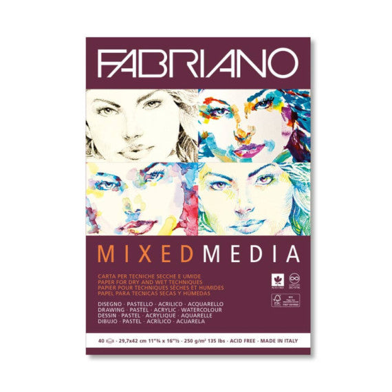 Blocco belle arti Fabiano mixed media 40 fogli A3 - 250 g - 19100382