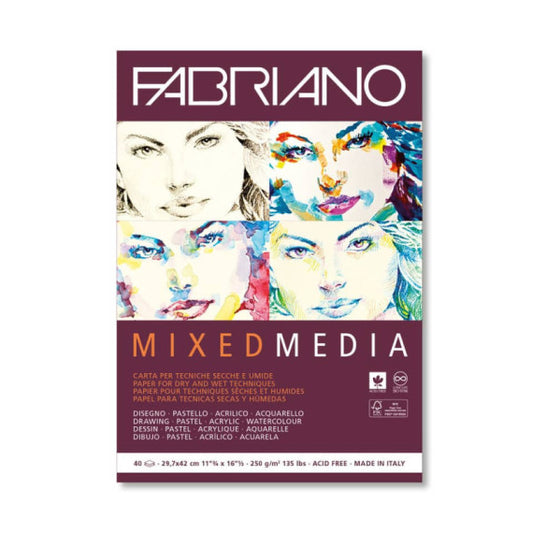 Blocco belle arti Fabiano mixed media 40 fogli A3 - 250 g - 19100382