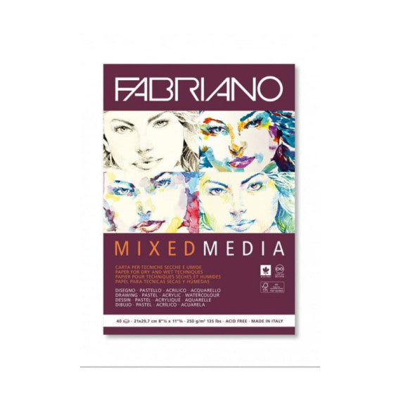 Blocco belle arti Fabiano mixed media 40 fogli A4 - 250 g - 19100381