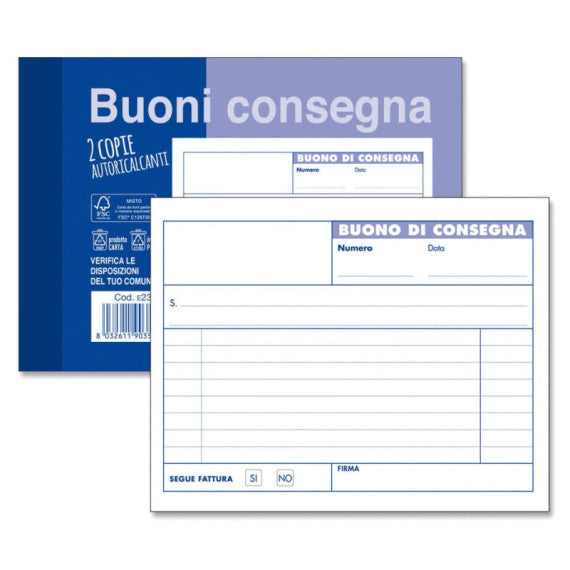Blocco buoni di consegna O.C.L. 50x2 copie autoricalcanti - 15x10 cm 0231N