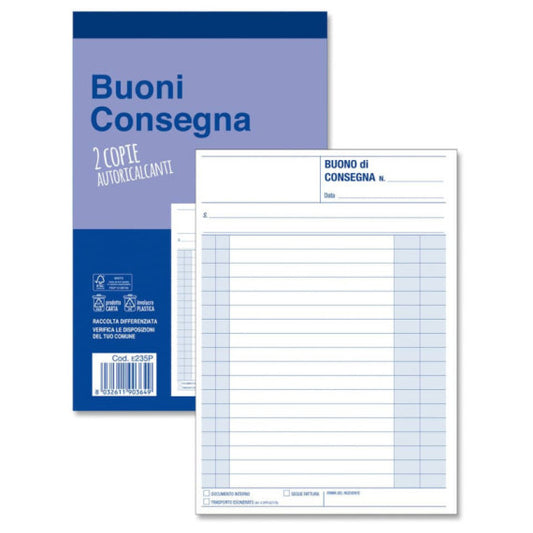 Blocco buoni di consegna O.C.L. 50x2 copie autoricalcanti - 15x20 cm conf. 5 blocchi - 0235N