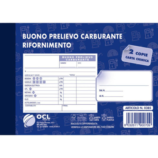 Blocco buoni prelevamento O.C.L. carburante - 0385N