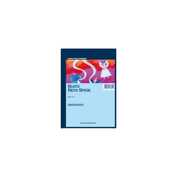 Blocco buste nota spese - staccabili - 23 x 16 cm - Data Ufficio - conf. 25 buste
