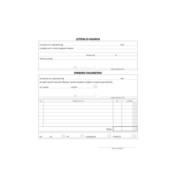 Blocco buste nota spese - staccabili - 23 x 16 cm - Data Ufficio - conf. 25 buste