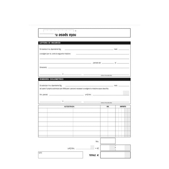 Blocco buste nota spese - staccabili - 23 x 16 cm - Data Ufficio - conf. 25 buste