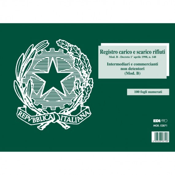 Blocco carico/scarico rifiuti non detentori (Mod. B) - 22,5 x 29,7cm - 100pg - numerate - Edipro