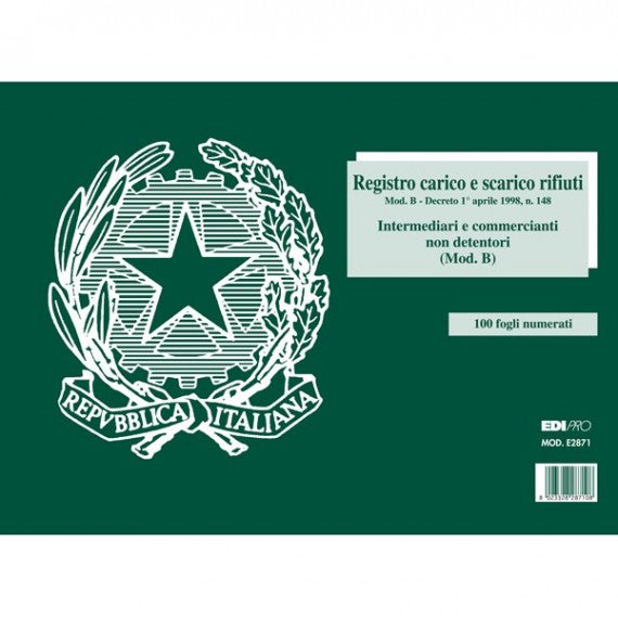 Blocco carico/scarico rifiuti non detentori (Mod. B) - 22,5 x 29,7cm - 100pg - numerate - Edipro