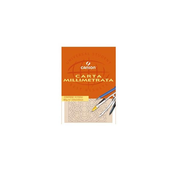 Blocco carta opaca millimetrata - 230x330mm - 10 fogli - 80gr - Canson