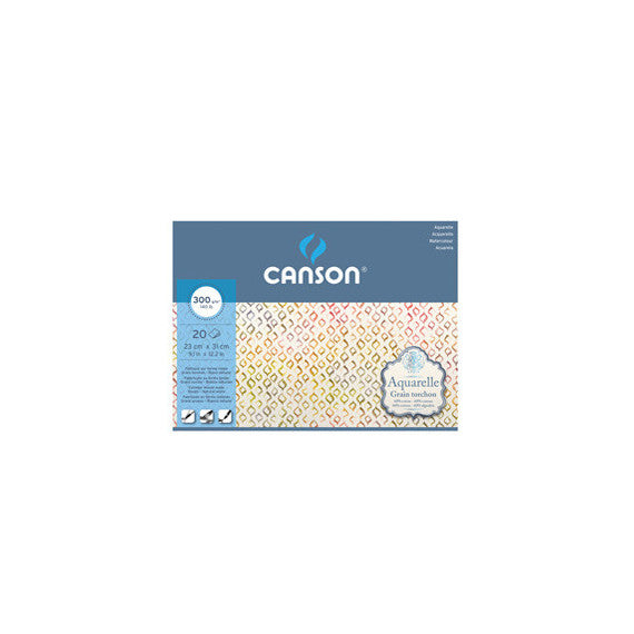 Blocco collato 4 lati Aquerelle - 23x31 cm - 300 gr - 20 fogli - grana ruvida - Canson