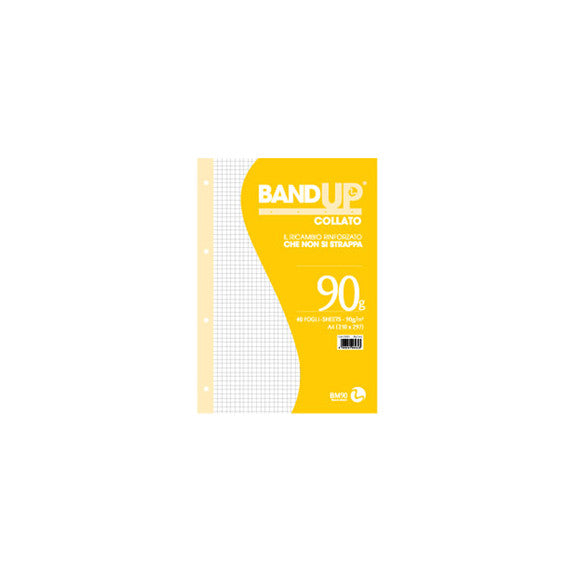 Blocco collato BandUp - fori rinforzati - A4 - quadretto 5mm - 40 fogli - 90gr - BM