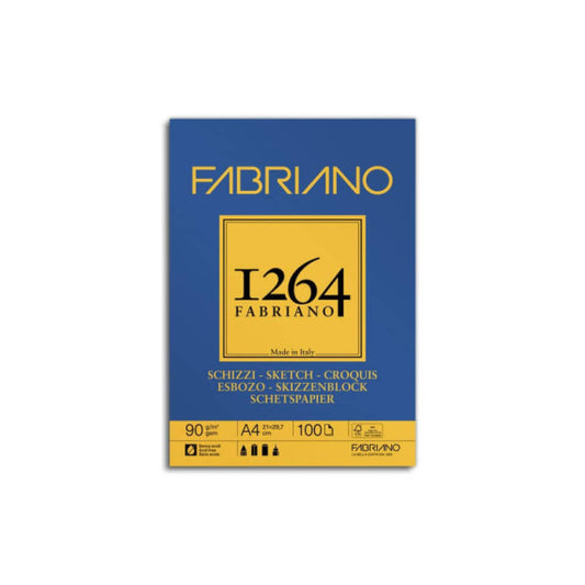 Blocco collato Fabriano 1264 schizzi 90 g A4 - 100 fogli - 19100632