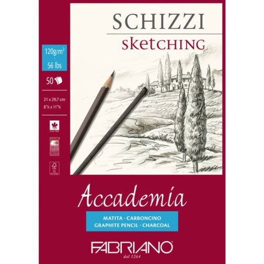 Blocco collato Fabriano Accademia grana naturale 120 g A4 - 50 fogli - 41122129