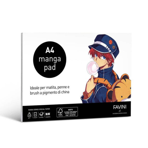 Blocco collato Favini Manga Pad 140 g - 30 fogli formato A4 A4200C4