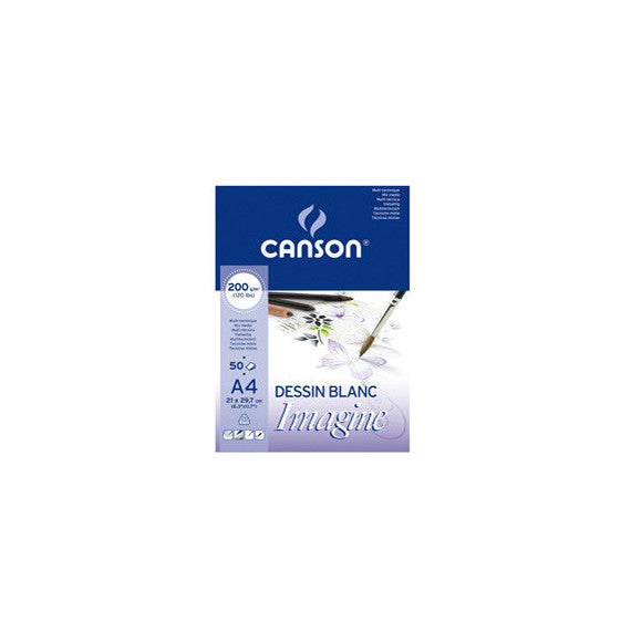 Blocco collato lato corto Imagine - A4 - 200 gr - 50 fogli - Canson