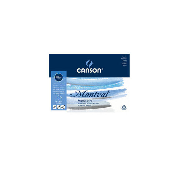 Blocco collato lato corto Montval - 18x25 cm - 300 gr - 12 fogli - Canson