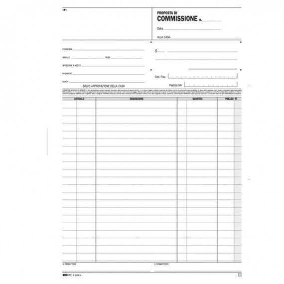 Blocco copia commissioni - 50 fogli 2 copie autoricalcanti - 29,7 x 21cm - Edipro