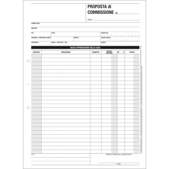 Blocco copia commissioni O.C.L. 21x30,5 cm 33x3 copie - 0354N