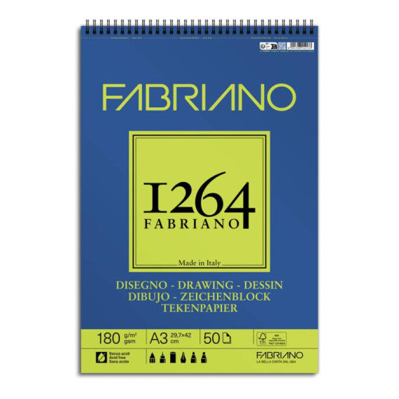 Blocco da disegno spiralato 1264 180 g - 50 fogli A3 - 19100647