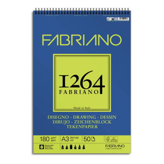 Blocco da disegno spiralato 1264 180 g - 50 fogli A3 - 19100647