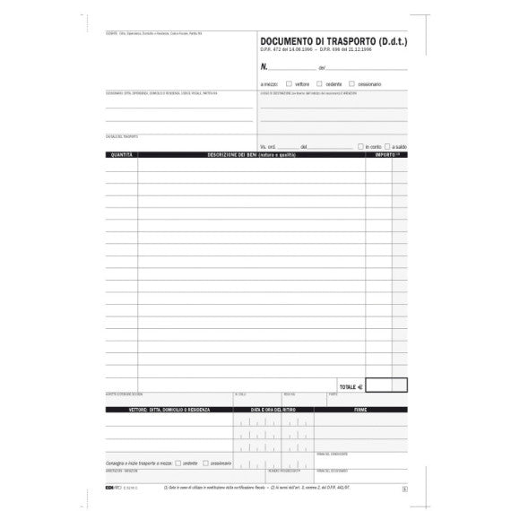 Blocco DDT - 25 fogli 4 copie autoricalcanti - 29,7 x 21cm - Edipro