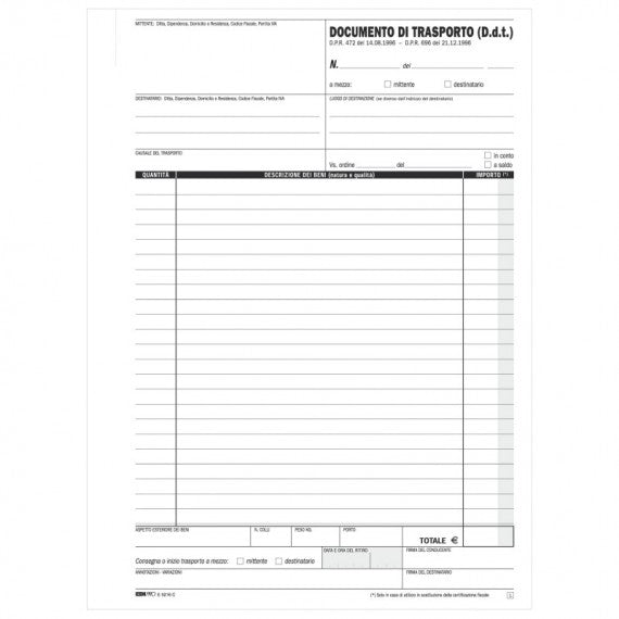 Blocco DDT - 50/50 fogli autoricalcanti - 29,7 x 21cm - Edipro