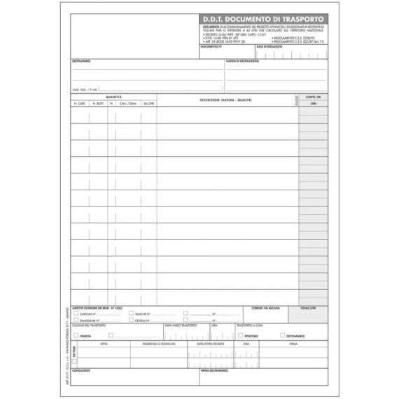 Blocco documento di trasporto vini O.C.L. 50x3 copie - 0117N