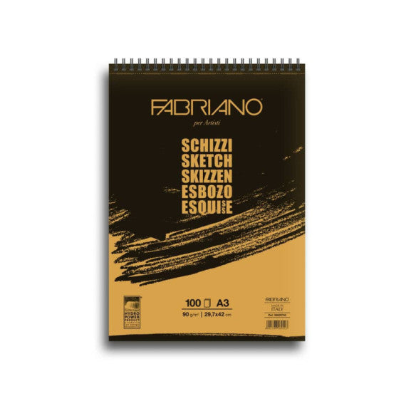 Blocco Fabriano Schizzi grana naturale 90 g 100 fogli A3 - spiralato - 56629742