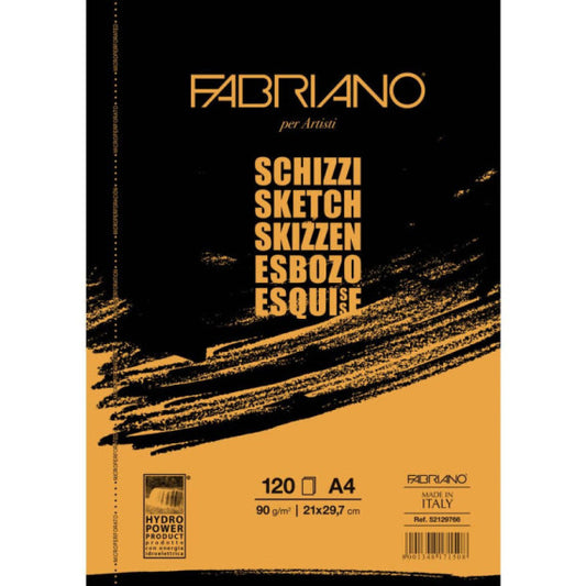 Blocco Fabriano Schizzi grana naturale 90 g 120 fogli A4 - collato - 57721297
