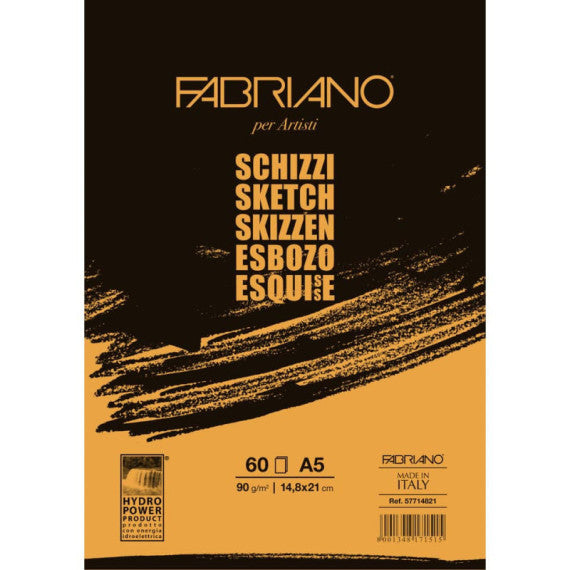 Blocco Fabriano Schizzi grana naturale 90 g 60 fogli A5 - collato - 57714821