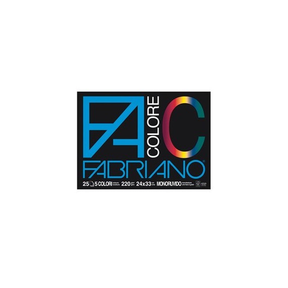 Blocco FaColore - 24x33cm - 25 fogli - 220gr - 5 colori - Fabriano