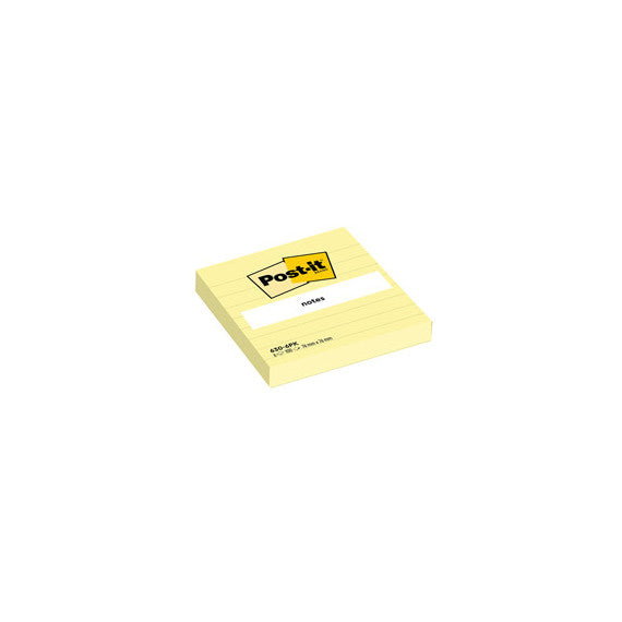 Blocco foglietti - 630-6PK - a righe - 76 x 76 mm - giallo Canary™ - 100 fogli - Post it®