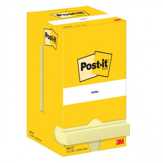 Blocco foglietti - 654 - 76 x 76 mm - giallo Canary™ - 100 fogli - Post it®