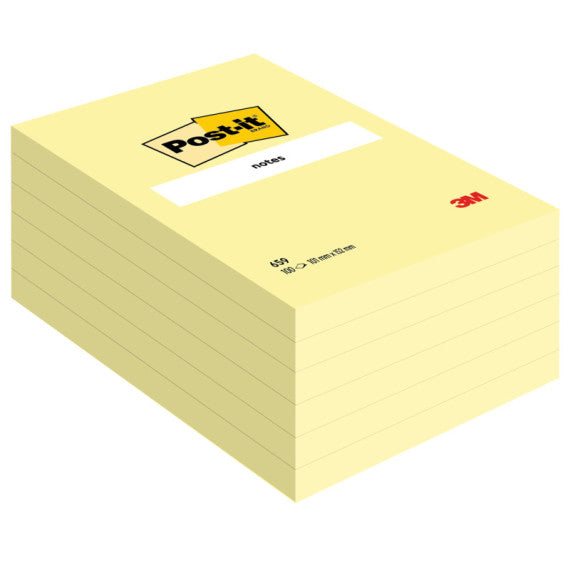 Blocco foglietti - 659 - 102 x 152 mm - giallo Canary™ - 100 fogli - Post it®