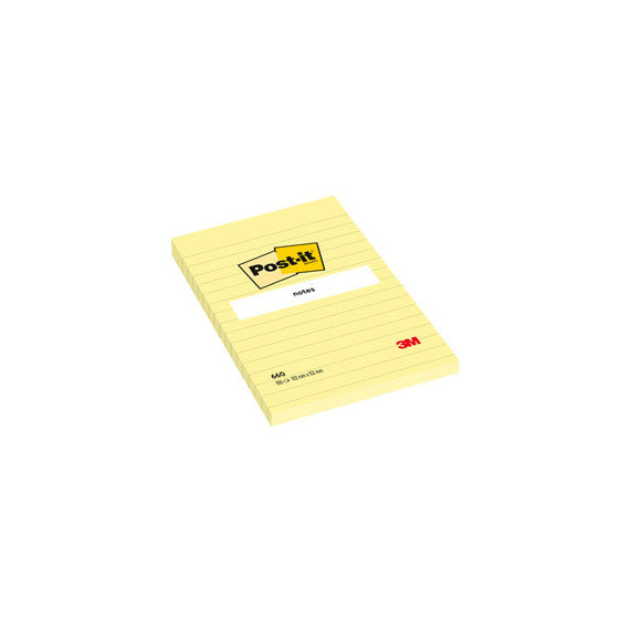 Blocco foglietti - 660 - a righe - 102 x 152 mm - giallo Canary™ - 100 fogli - Post it®